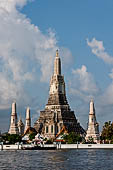 Bangkok Wat Arun - Temple  lit by the rising sun at down.